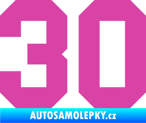 Samolepka Startovní číslo 30 růžová
