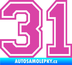 Samolepka Startovní číslo 31 typ 4 růžová