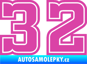 Samolepka Startovní číslo 32 typ 5 růžová
