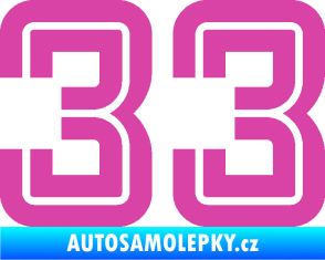Samolepka Startovní číslo 33 typ 7 růžová