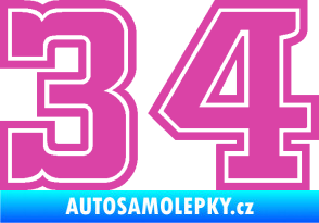 Samolepka Startovní číslo 34 typ 5 růžová