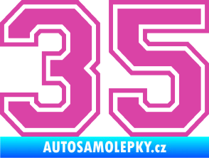 Samolepka Startovní číslo 35 typ 4 růžová