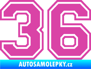 Samolepka Startovní číslo 36 typ 4 růžová