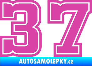 Samolepka Startovní číslo 37 typ 5 růžová