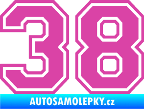Samolepka Startovní číslo 38 typ 4 růžová