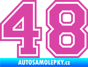 Samolepka Startovní číslo 48 typ 4 růžová