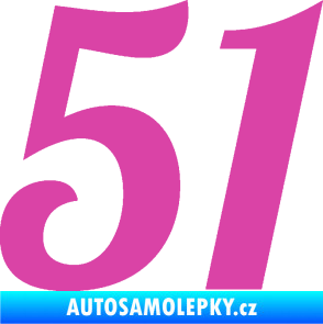 Samolepka Startovní číslo 51 typ 3 růžová