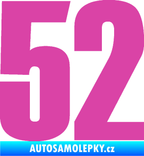 Samolepka Startovní číslo 52 typ 2  růžová