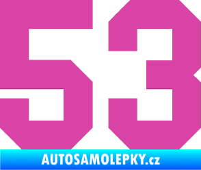 Samolepka Startovní číslo 53 růžová