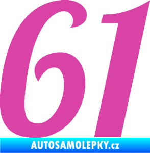 Samolepka Startovní číslo 61 typ 3 růžová