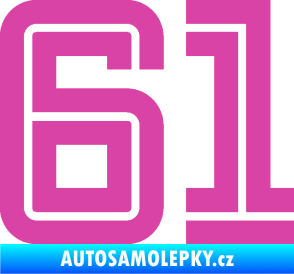 Samolepka Startovní číslo 61 typ 7 růžová