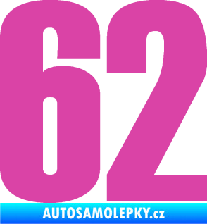 Samolepka Startovní číslo 62 typ 2  růžová