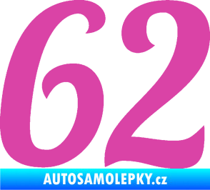 Samolepka Startovní číslo 62 typ 3 růžová