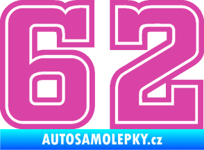 Samolepka Startovní číslo 62 typ 5 růžová
