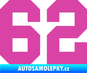 Samolepka Startovní číslo 62 růžová