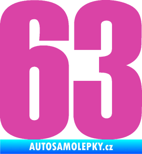 Samolepka Startovní číslo 63 typ 2   růžová
