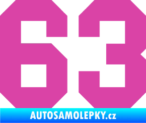 Samolepka Startovní číslo 63 růžová