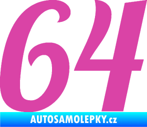 Samolepka Startovní číslo 64 typ 3 růžová