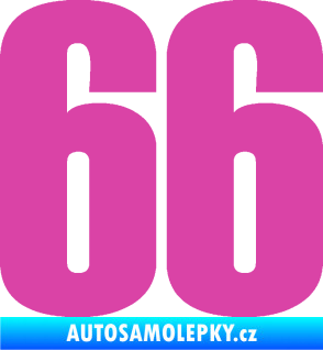 Samolepka Startovní číslo 66 typ 2     růžová