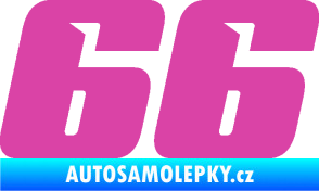 Samolepka Startovní číslo 66 typ 6 růžová