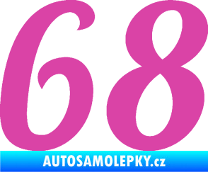 Samolepka Startovní číslo 68 typ 3 růžová