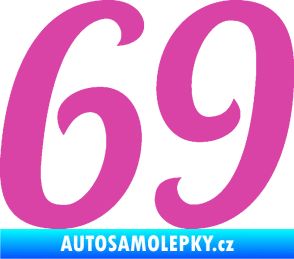 Samolepka Startovní číslo 69 typ 3 růžová