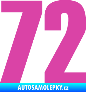 Samolepka Startovní číslo 72 typ 2   růžová