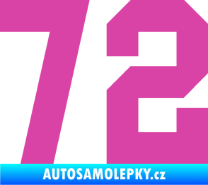 Samolepka Startovní číslo 72 růžová
