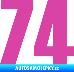 Samolepka Startovní číslo 74 typ 2     růžová