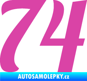 Samolepka Startovní číslo 74 typ 3   růžová