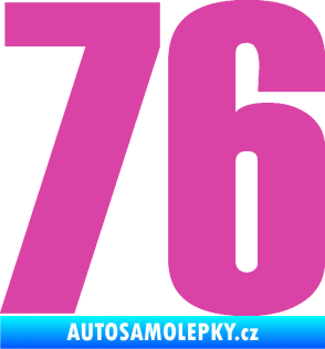 Samolepka Startovní číslo 76 typ 2       růžová