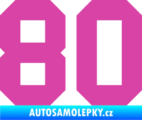 Samolepka Startovní číslo 80 růžová