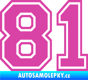 Samolepka Startovní číslo 81 typ 4 růžová