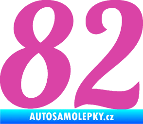 Samolepka Startovní číslo 82 typ 3   růžová