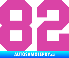 Samolepka Startovní číslo 82 růžová