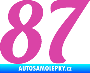 Samolepka Startovní číslo 87 typ 3   růžová