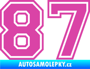 Samolepka Startovní číslo 87 typ 4 růžová