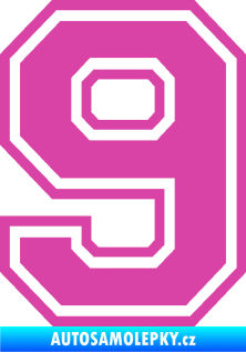 Samolepka Startovní číslo 9 typ 4 růžová
