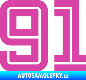 Samolepka Startovní číslo 91 typ 7 růžová