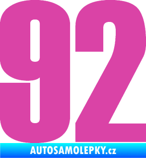 Samolepka Startovní číslo 92 typ 2  růžová