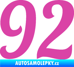 Samolepka Startovní číslo 92 typ 3   růžová