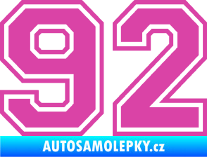 Samolepka Startovní číslo 92 typ 4 růžová