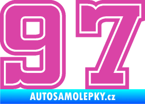 Samolepka Startovní číslo 97 typ 5 růžová