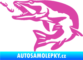 Samolepka Štika 005 levá s návnadou růžová