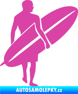 Samolepka Surfař 004 pravá růžová