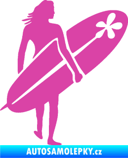 Samolepka Surfařka 003 pravá růžová