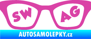 Samolepka Swag nápis v brýlích růžová