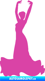 Samolepka Tanec 006 levá tanečnice flamenca růžová