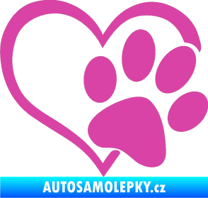 Samolepka Tlapka love pravá růžová