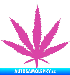 Samolepka Travka 001 lístek marihuany růžová